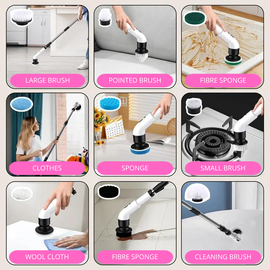 Revolutionize Your Cleaning Routine with the Powerful Cordless Electric Spin Scrubber - 8 Brush Heads for Effortless Cleaning of Floors, Tiles, and More!