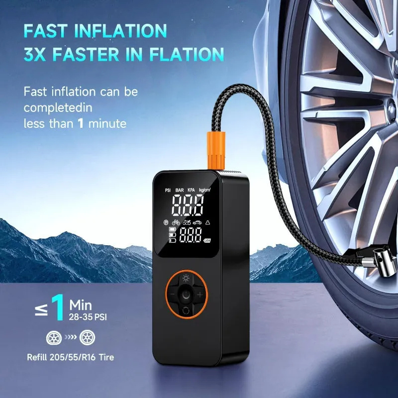 Revolutionary Compact Digital Tire Inflator - Effortless Portable Electric Air Pump for Cars, Bicycles, and More