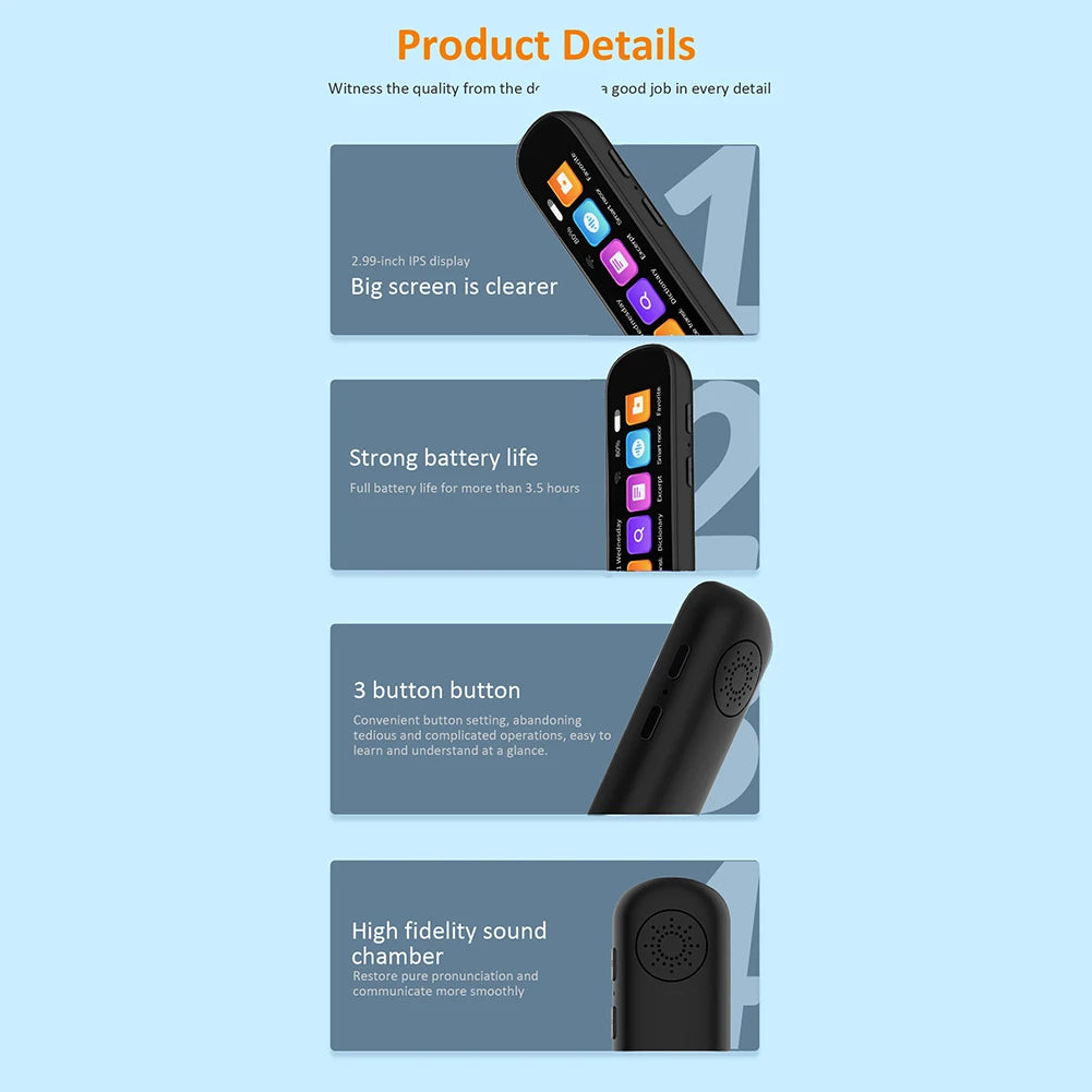 S6 Pro Smart Voice Translator Pen - Effortlessly Communicate in 134 Languages with Multifunctional Scan Reader for Home and Office