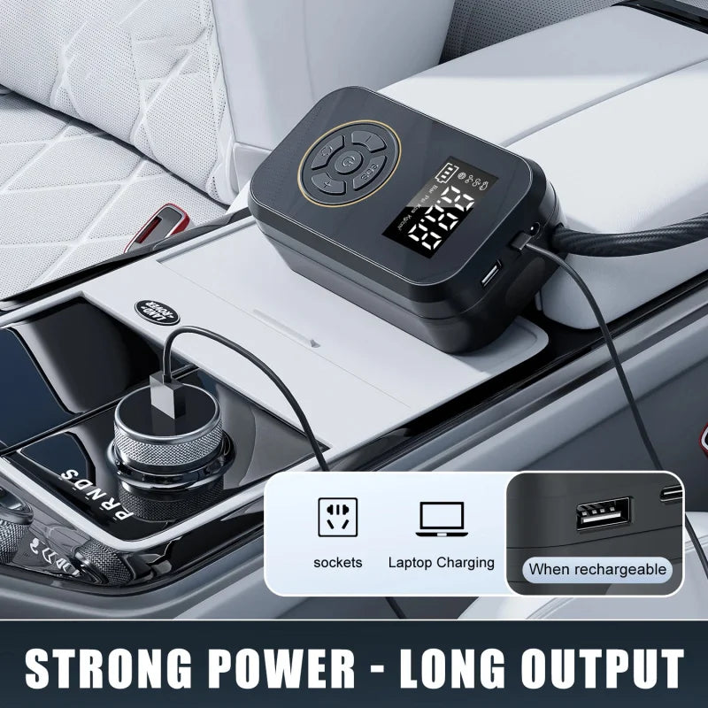 Compact Digital Tire Inflator - Portable Electric Air Pump for Cars and Bicycles