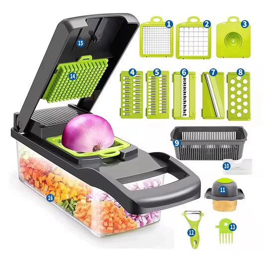 16 in 1 Multifunctional Vegetable Chopper Onion Chopper Handle Food Grate Food Chopper Kitchen Tools Vegetable Slicer Dicer Cut