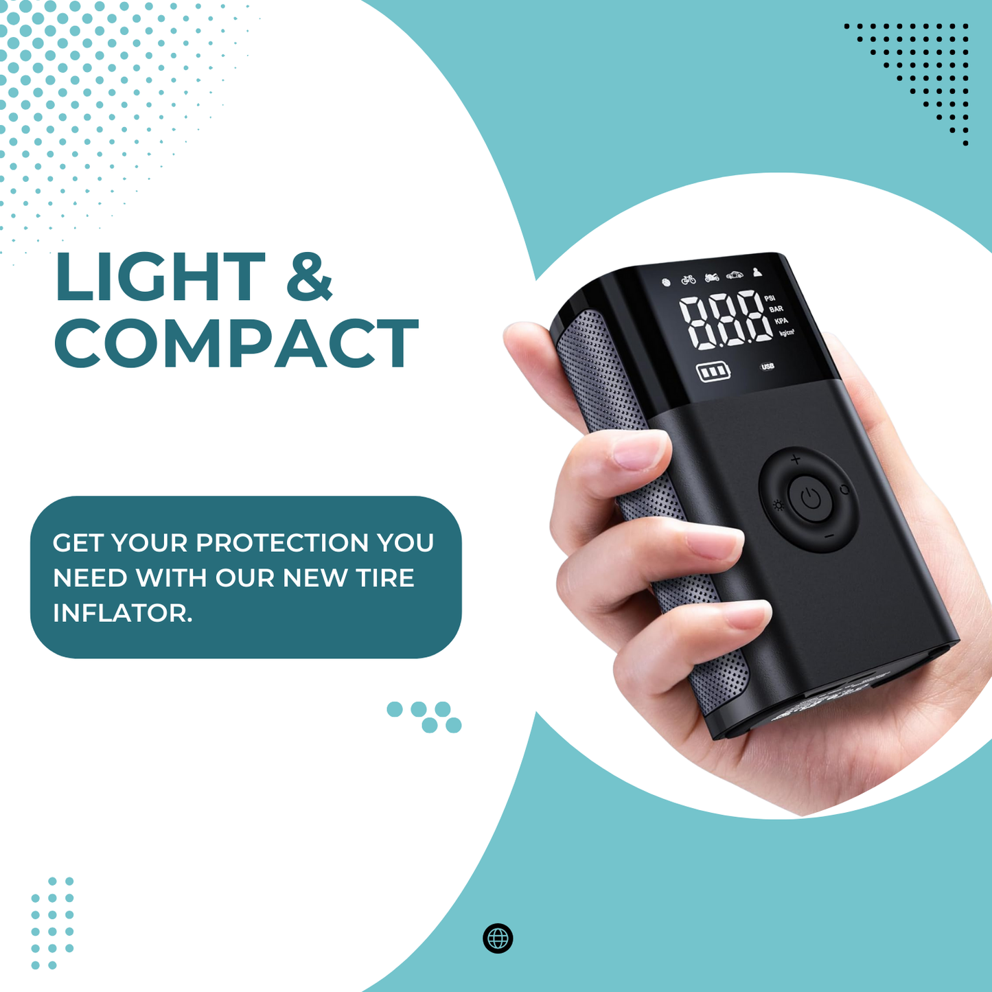 Revolutionary Compact Digital Tire Inflator - Effortless Portable Electric Air Pump for Cars, Bicycles, and More