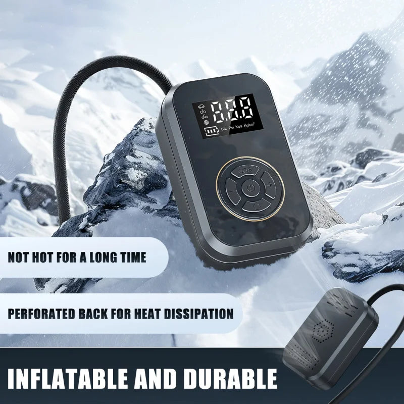 Compact Digital Tire Inflator - Portable Electric Air Pump for Cars and Bicycles