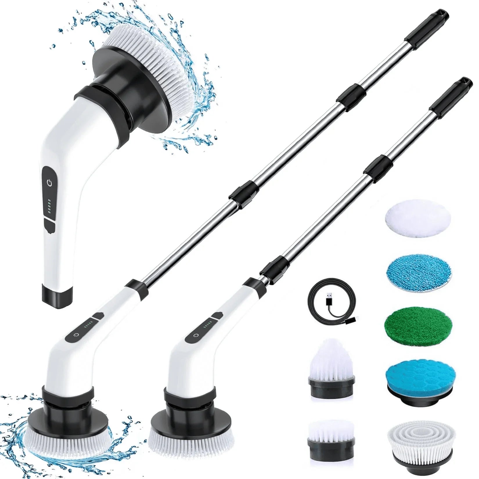 Powerful Cordless Electric Spin Scrubber with 8 Versatile Brush Heads - Ultimate Cleaning Solution for Floors, Tiles, Bathrooms, and Tubs!